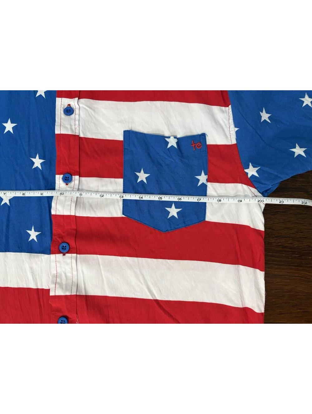 Tipsy Elves Large American Flag Button Down Shirt Memorial Day Fourth of July - Picture 8 of 10